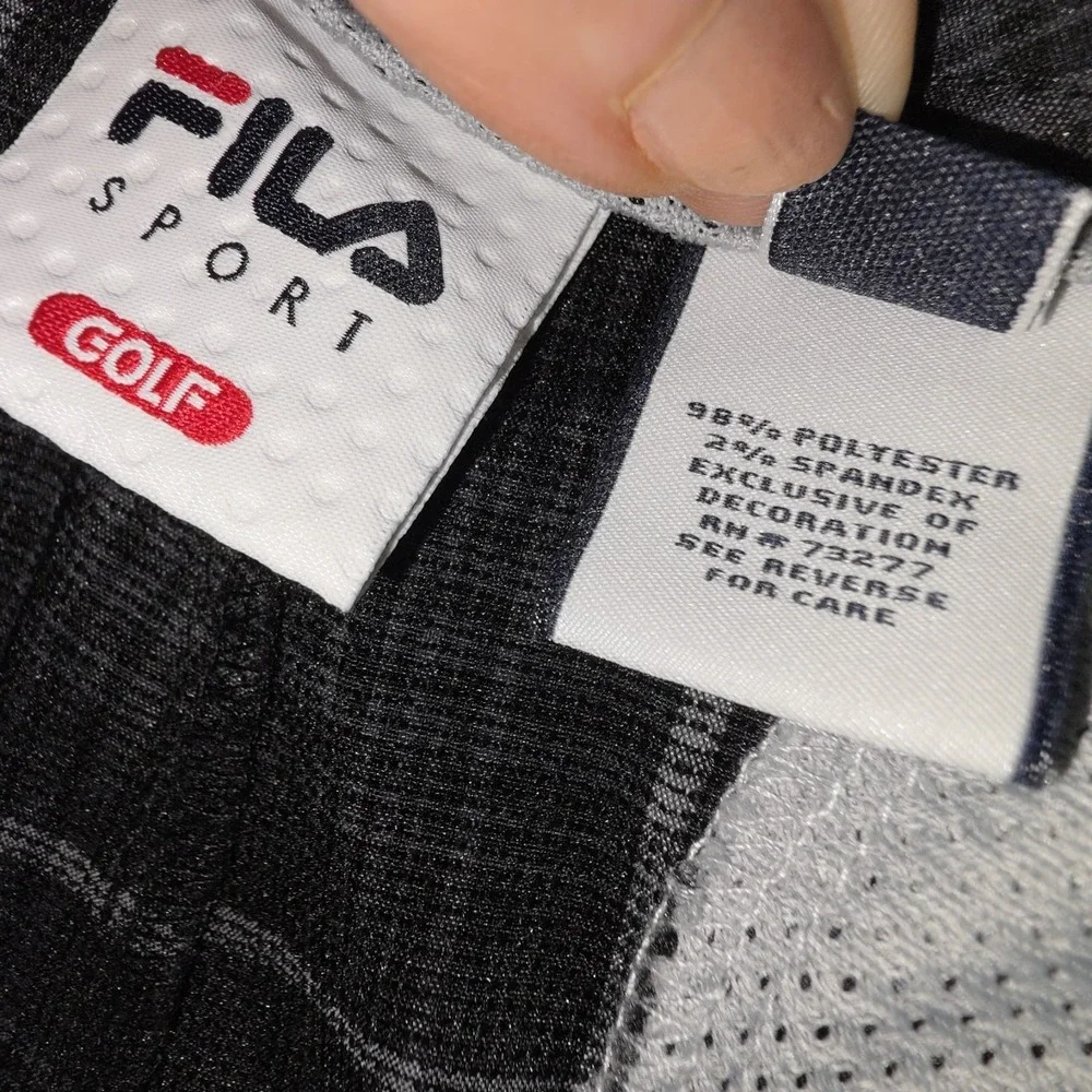 Fila‎ Sport Golf Mens 40 Plaid Shorts Black Grey Check Performance Activewear